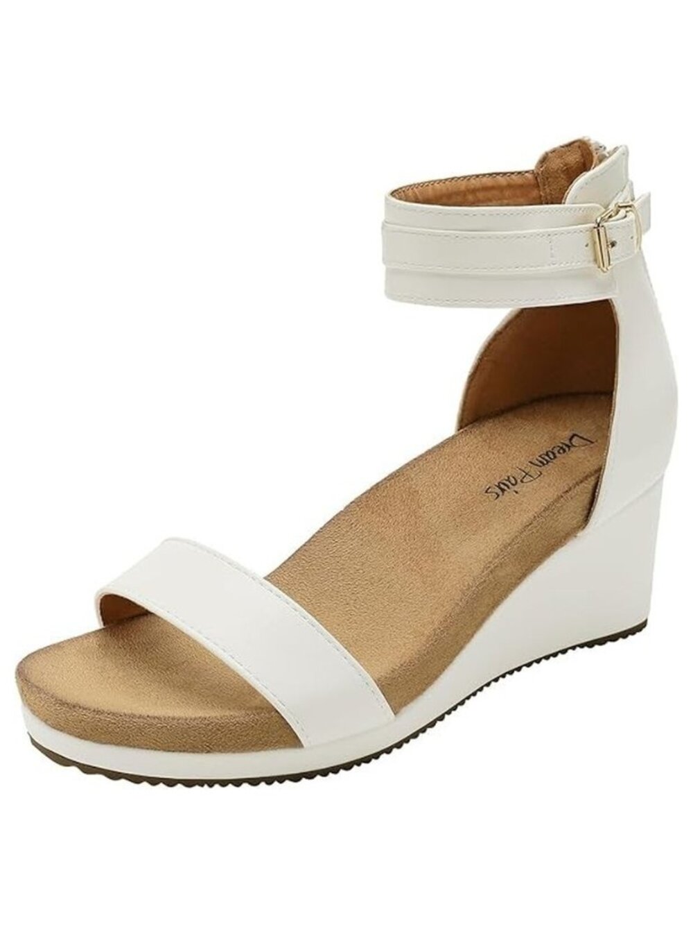 Dream Pairs Women's Wedge Sandals White Ankle Strap Platform Heel Size 8